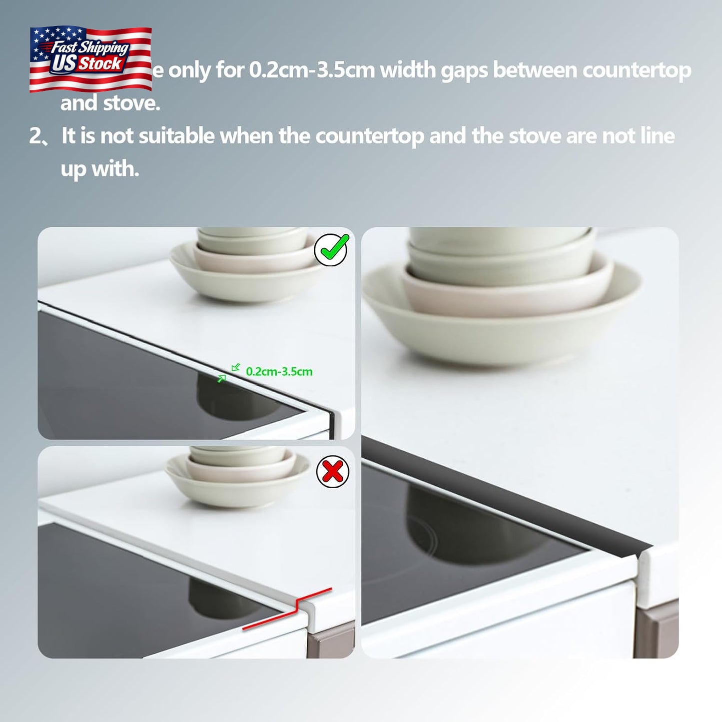2 Pack Silicone Stove Gap Covers Heat Resistant Kitchen Counter Gap Filler 25”