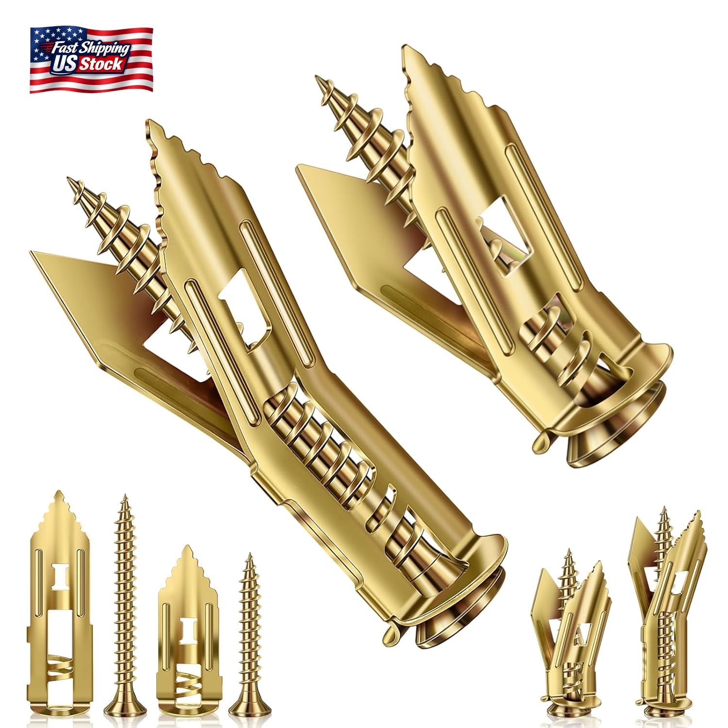 160 Pcs Self Drilling Drywall Anchors with Screws, 2Sizes 80 Sheetrock Anchors &