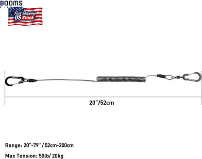 Fishing Pole Tether Kayak Paddle Leash Coiled Lanyard Rod Holder Safety Rope
