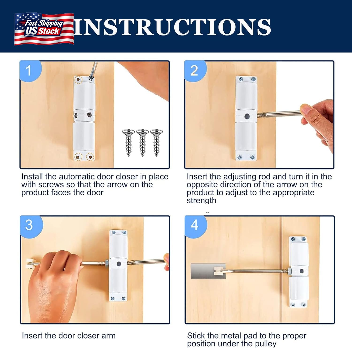 Automatic Door Closer, Zinc Alloy Safety Spring Door Closer Adjustable 30 Kg Clo