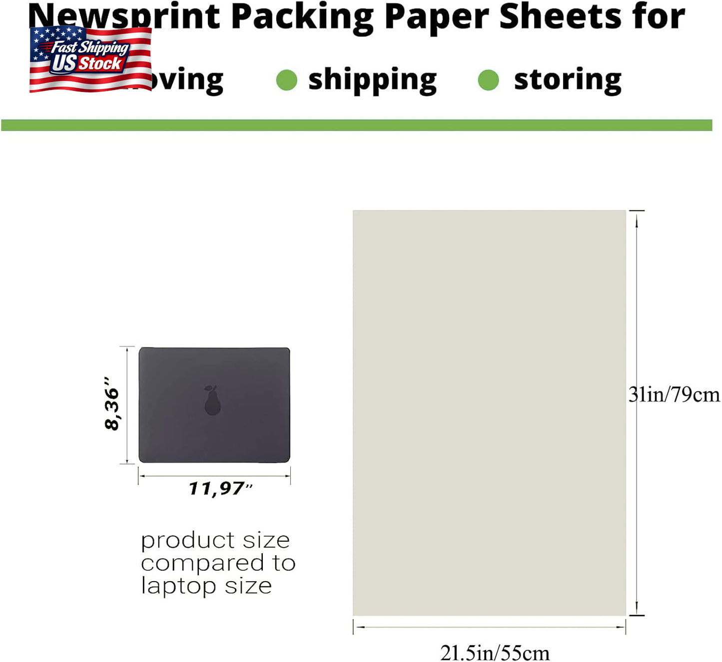 Large Packing Paper Sheets for Moving 31" X 21.5" Packaging Newsprint Paper 50 P