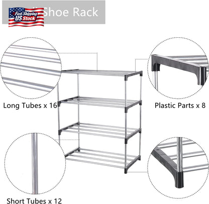 Small Shoe Rack, Narrow Stackable Shoe Shelf Organizer for Entryway, Doorway And