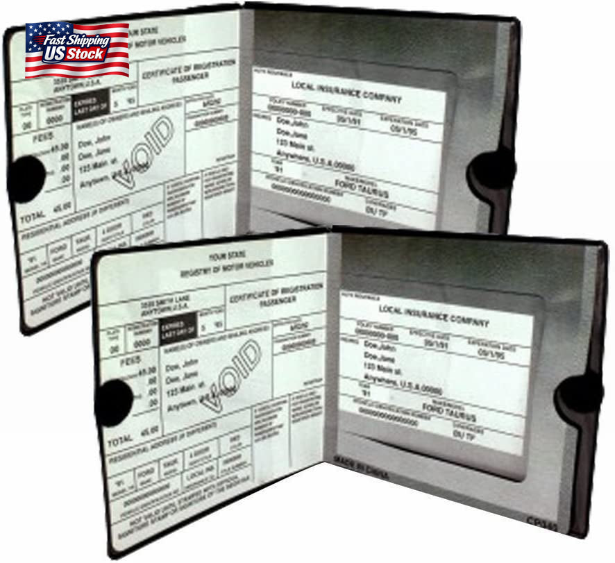 Set of 4 Auto Car Registration Insurance Holder Wallet - Document Id Black Case