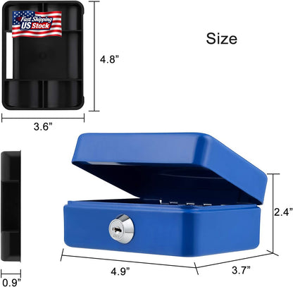 Mini Cash Box with Lock and Slot Small Cash Box with Money Tray Metal Piggy Bank