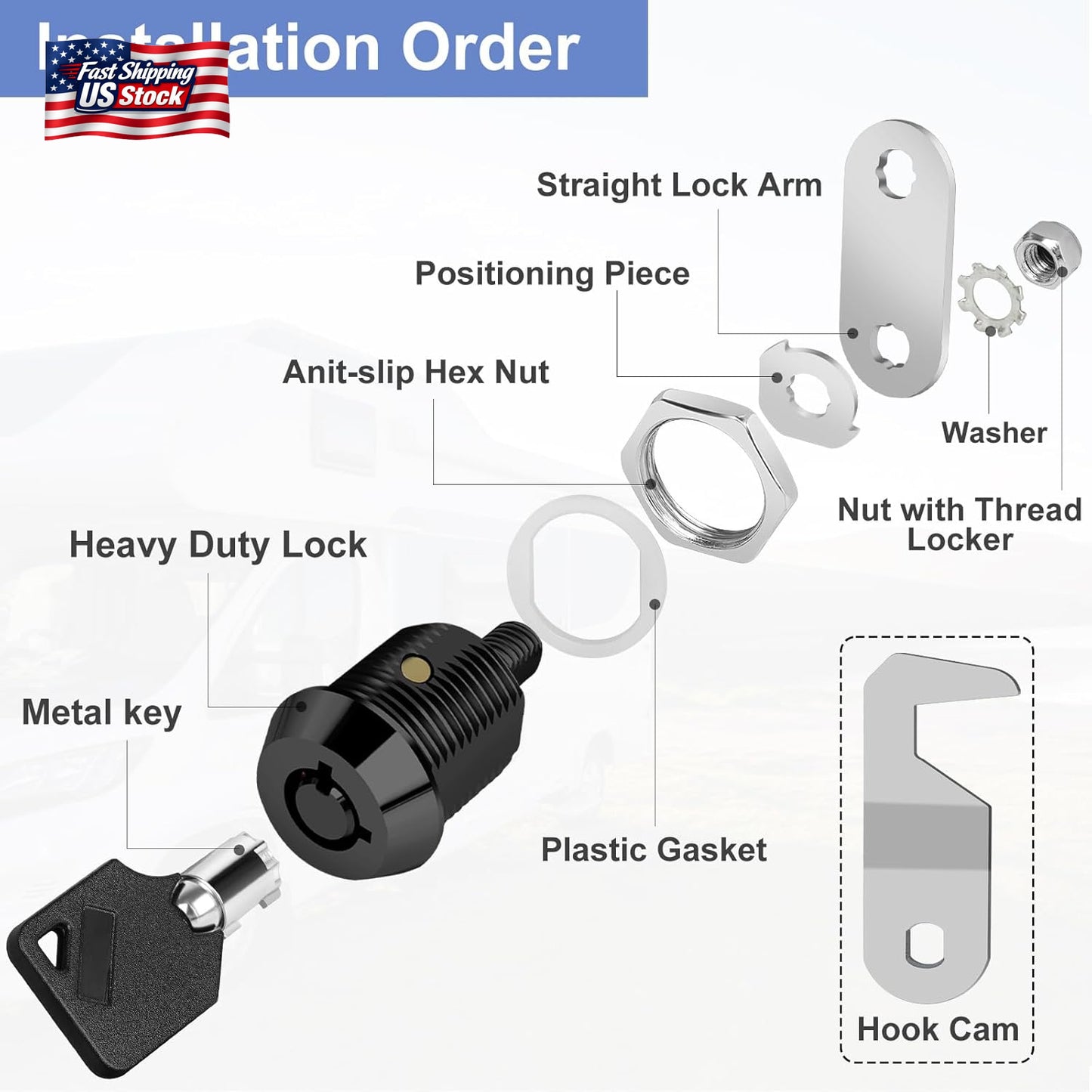 Toolbox Lock with Keys Keyed Alike Cabinet Cam Lock Replacement Truck Box Drawer