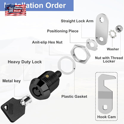 Toolbox Lock with Keys Keyed Alike Cabinet Cam Lock Replacement Truck Box Drawer