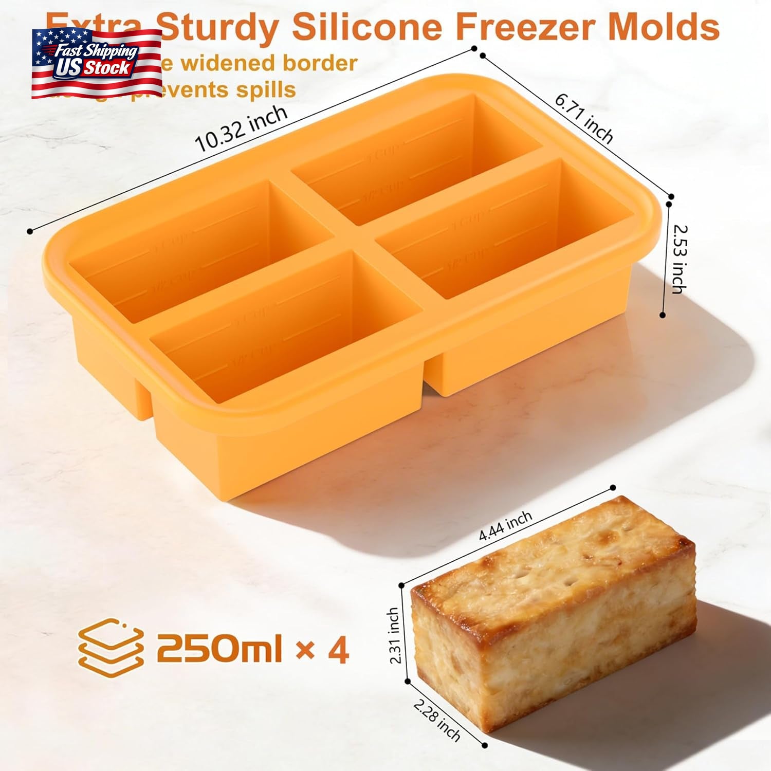 Bangp 1-Cup Silicone Freezing Trays with Lid,2 Pack,Easy-Release Silicone Freeze