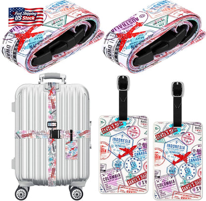 4 Pack Luggage Straps Set Adjustable Suitcase Belts with Quick Release Buckle Lu