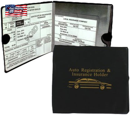 Set of 4 Auto Car Registration Insurance Holder Wallet - Document Id Black Case
