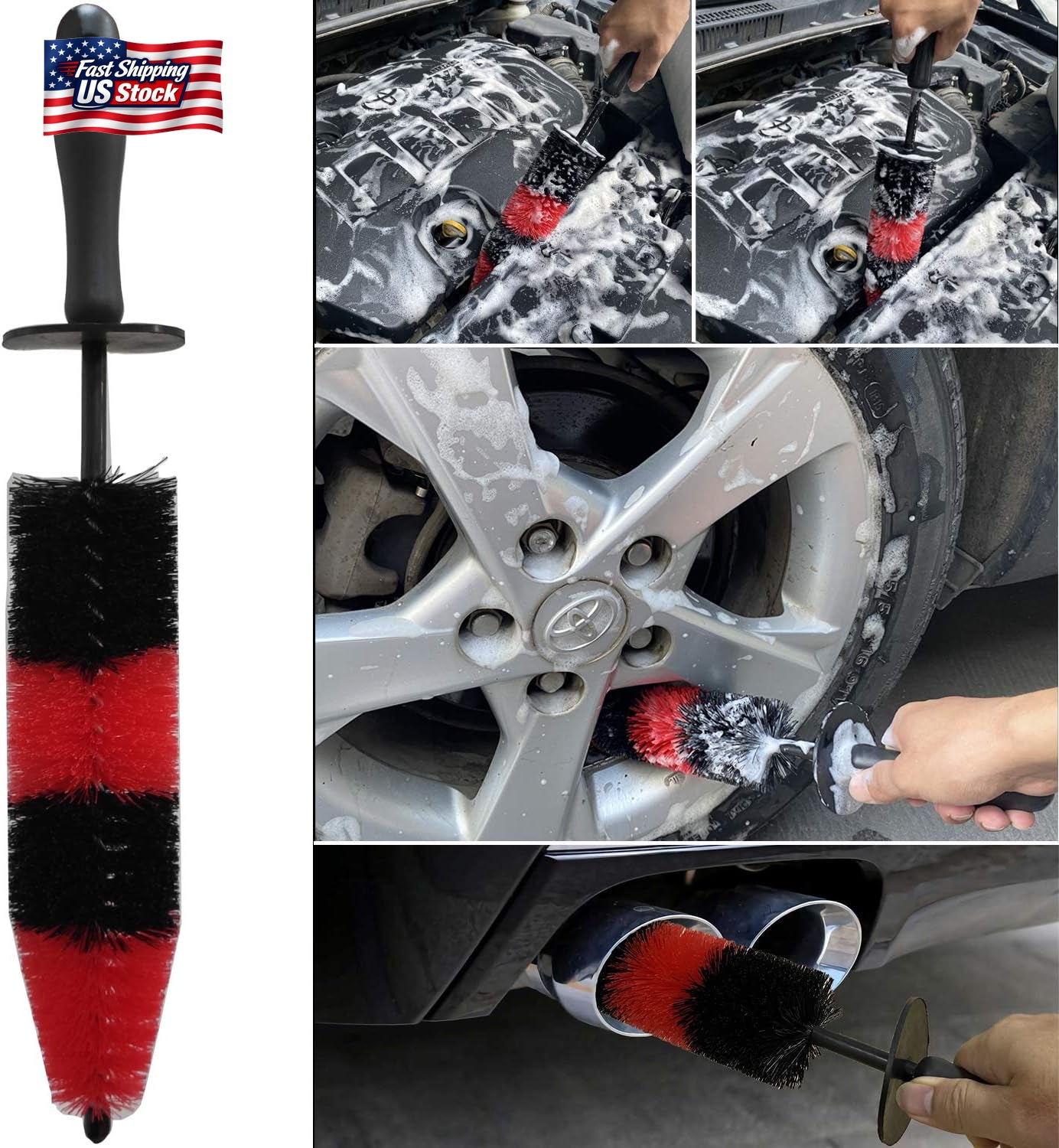 7PCS Car Wheel Tire Brush Detailing Kit Rim Cleaning Brushes Auto Wash Tool Set