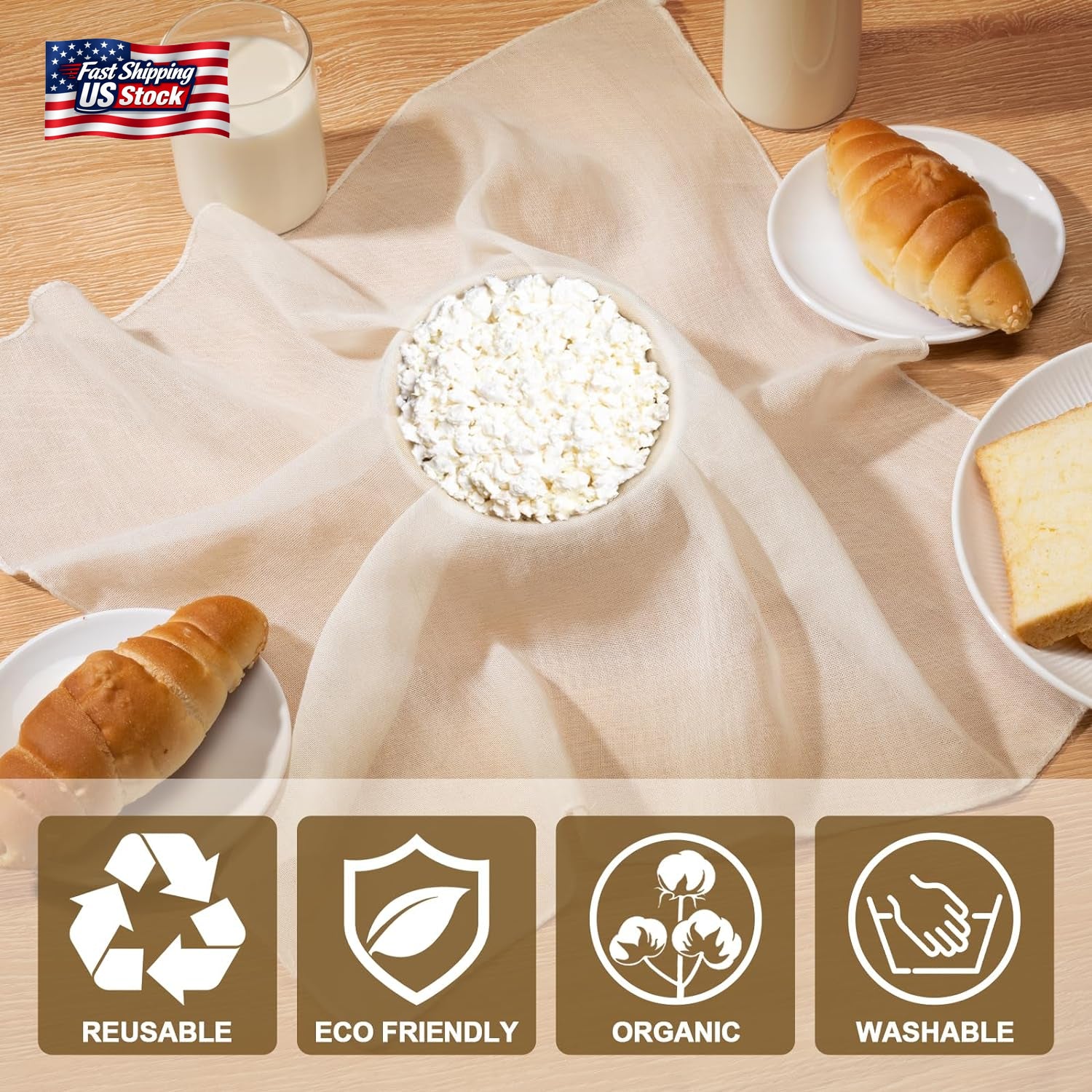 6PCS Cheese Cloth 20X20 Inch Grade 100 Unbleached Cotton Straining Cloth Reusabl