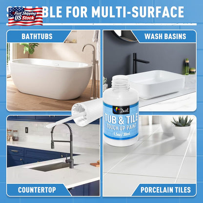 DWIL Tub and Tile Paint, White Touch up Paint for Porcelain, Scratches, Cracks A