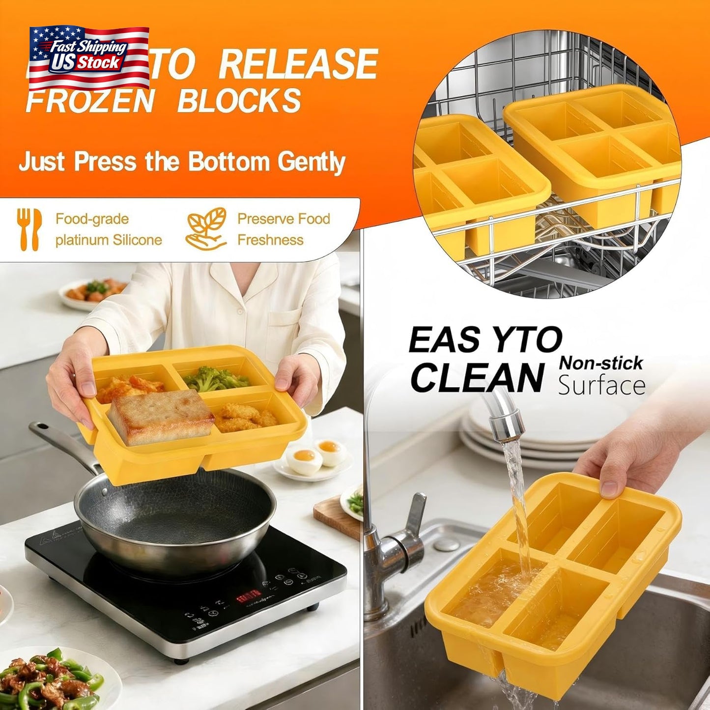 Bangp 1-Cup Silicone Freezing Trays with Lid,2 Pack,Easy-Release Silicone Freeze