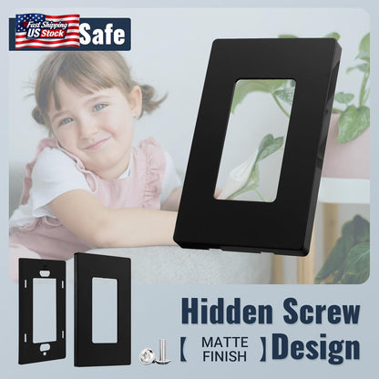 Black Matte Screwless Wall Plate Cover 10 Pack - 1-Gang Light Switch Cover Plate