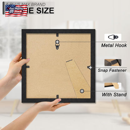 A plus MAX 5X5 Picture Frame Set of 2, Black Engineered Wood Frame for 5 X 5 Inc
