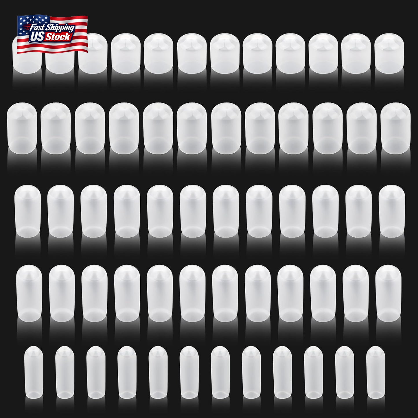 60Pcs Rubber End Caps, Flexible Screw Thread Protector Covers for Metal Tube & R