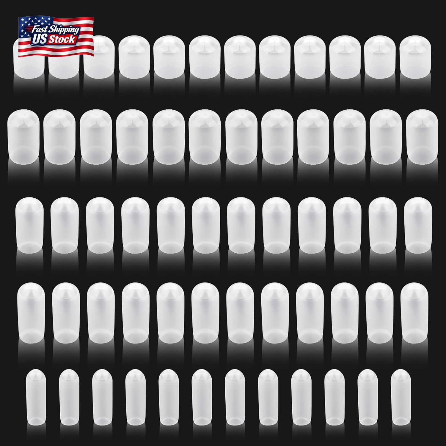60Pcs Rubber End Caps, Flexible Screw Thread Protector Covers for Metal Tube & R
