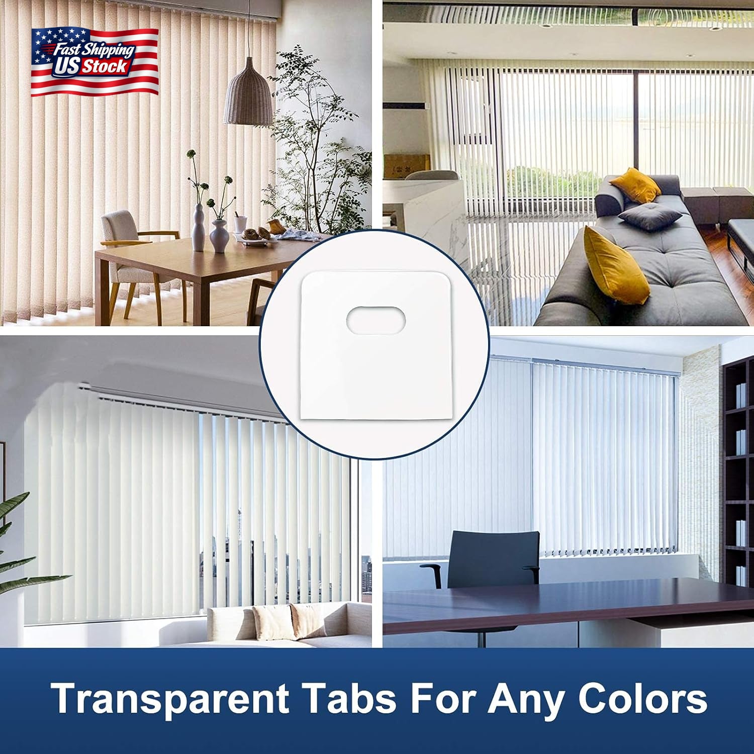 SOGEWO (30 Set/ 60 Pieces) Clear Vertical Blind Repair Tabs, Vertical Blind Repa