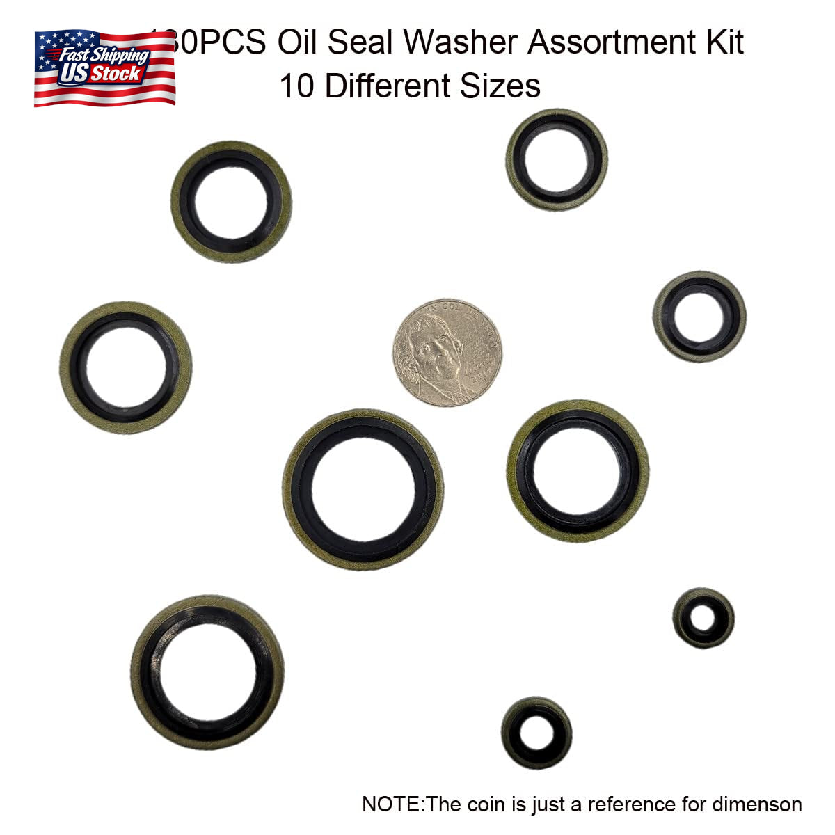 130PCS Bonded Seal Washer Kit Hydraulic Oil Drain Plug Gasket Assortment Set