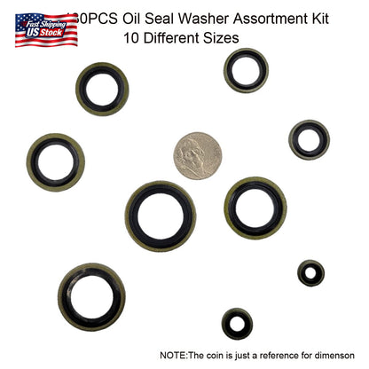 130PCS Bonded Seal Washer Kit Hydraulic Oil Drain Plug Gasket Assortment Set
