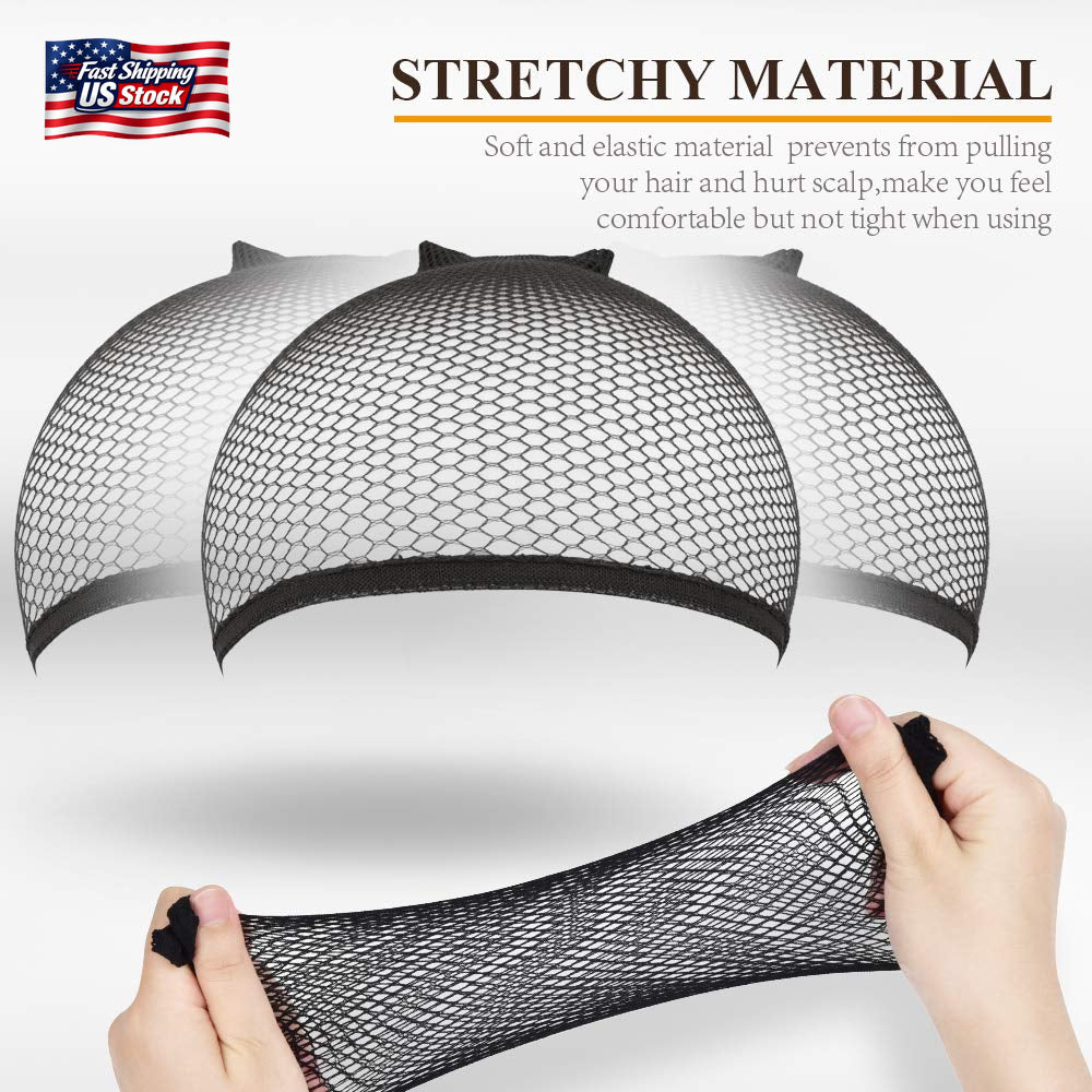 MORGLES 6PCS Wig Cap Non Slip, Black Mesh Net Wig Caps for Women Men, Weaving Ha