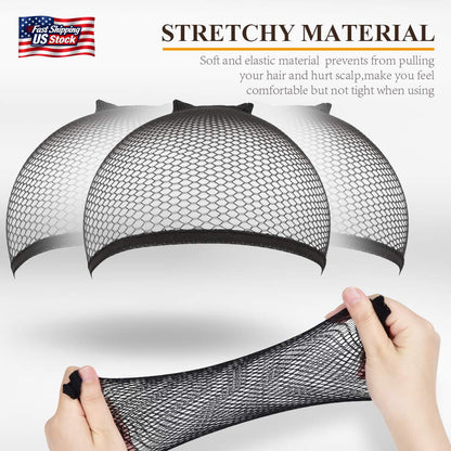 MORGLES 6PCS Wig Cap Non Slip, Black Mesh Net Wig Caps for Women Men, Weaving Ha