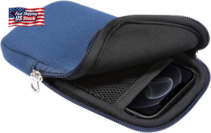 Neoprene Shock Absorbing Proof Pouch Cell Phone Sleeve Case Zipper Neck Strap Fo