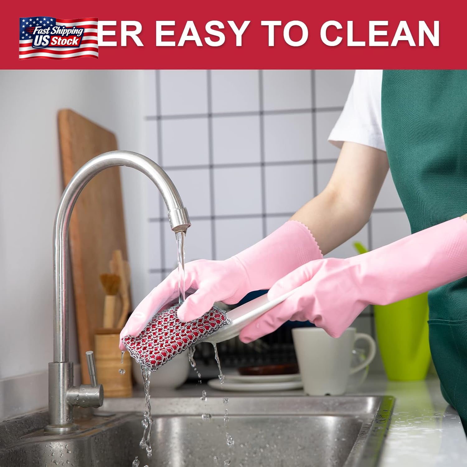 Cast Iron Scrubber Chainmail Cleaner 316L Stainless Steel Pan Pot Scrub Pad