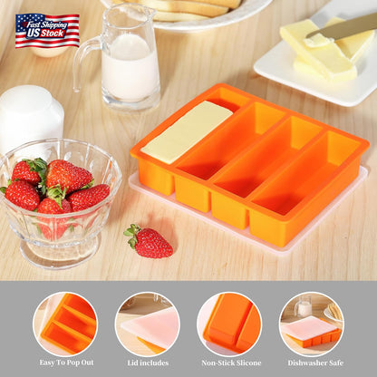 Silicone Butter Mold Tray with Lid Nonstick Chocolate Energy Bar Soap Mold BPA F