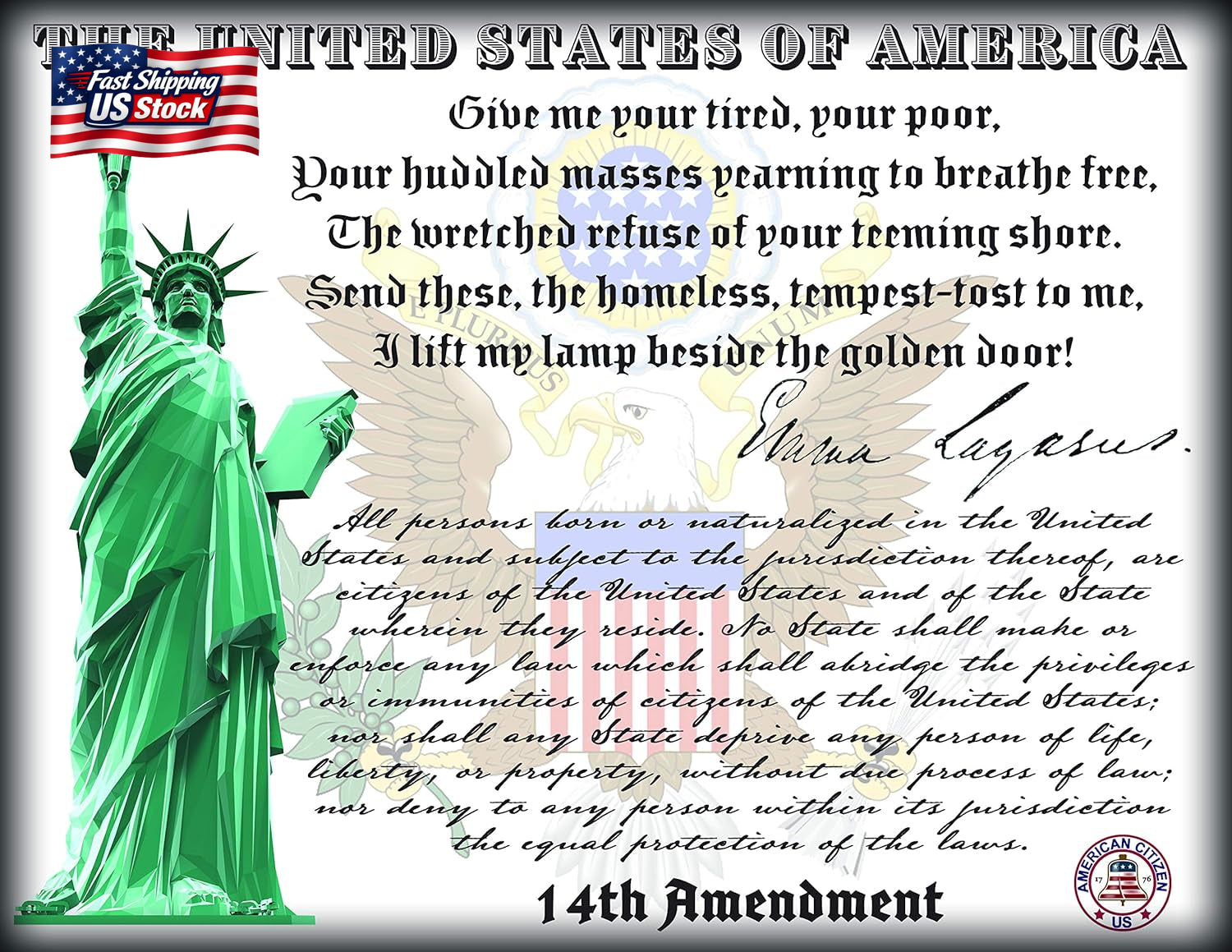 US Naturalization and Citizenship Certificate Holder. Gold American Eagle Certif