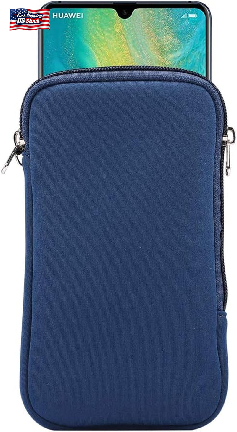 Neoprene Shock Absorbing Proof Pouch Cell Phone Sleeve Case Zipper Neck Strap Fo