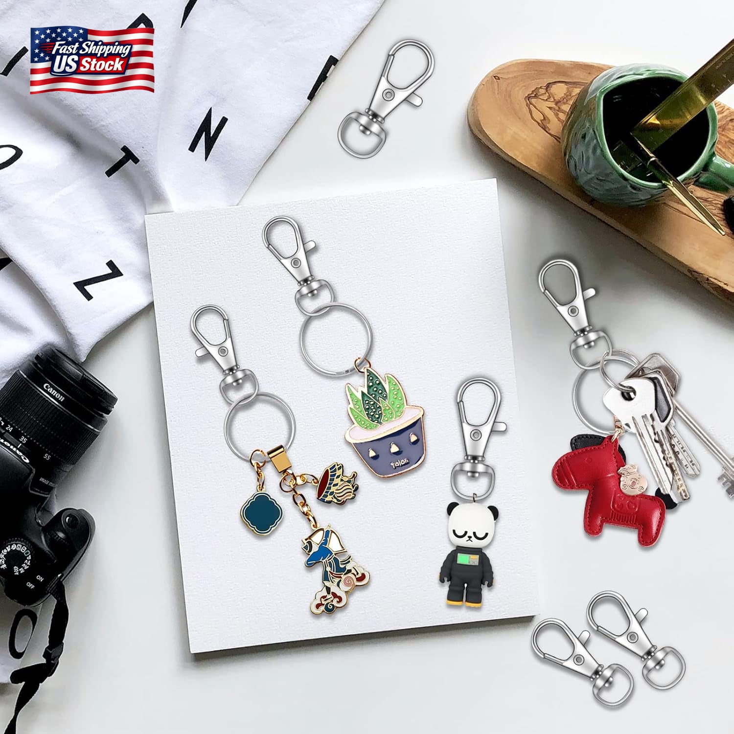 70PCS Swivel Snap Hook Keychain Rings Metal Lobster Clasps for Crafts Lanyards