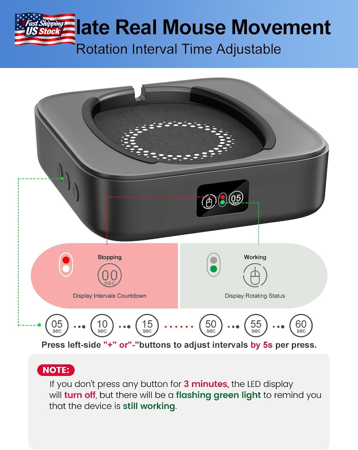 Meatanty Mouse Mover Undetectable, Super-Silent Mouse Jiggler Device Move Random