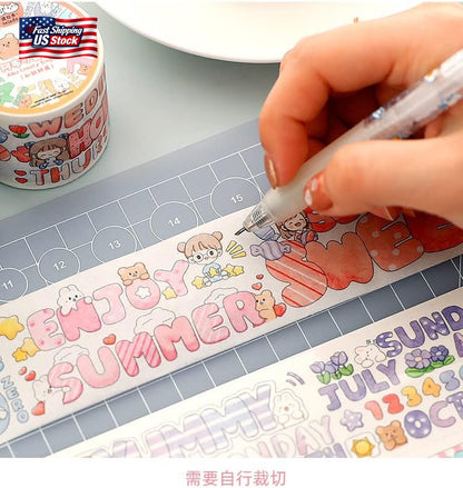 Kawaii Cute Washi Tape Set, Japanese Decorative Masking Tapes Stickers for Journ