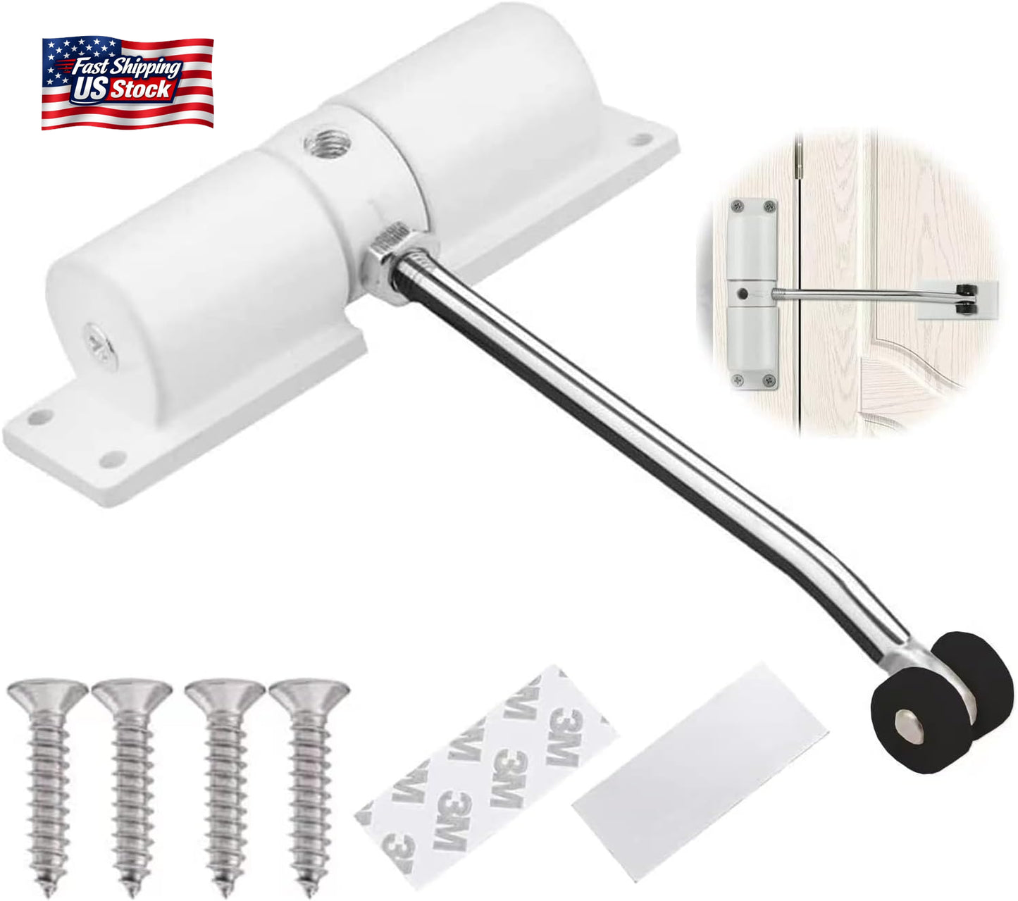 Automatic Door Closer, Zinc Alloy Safety Spring Door Closer Adjustable 30 Kg Clo