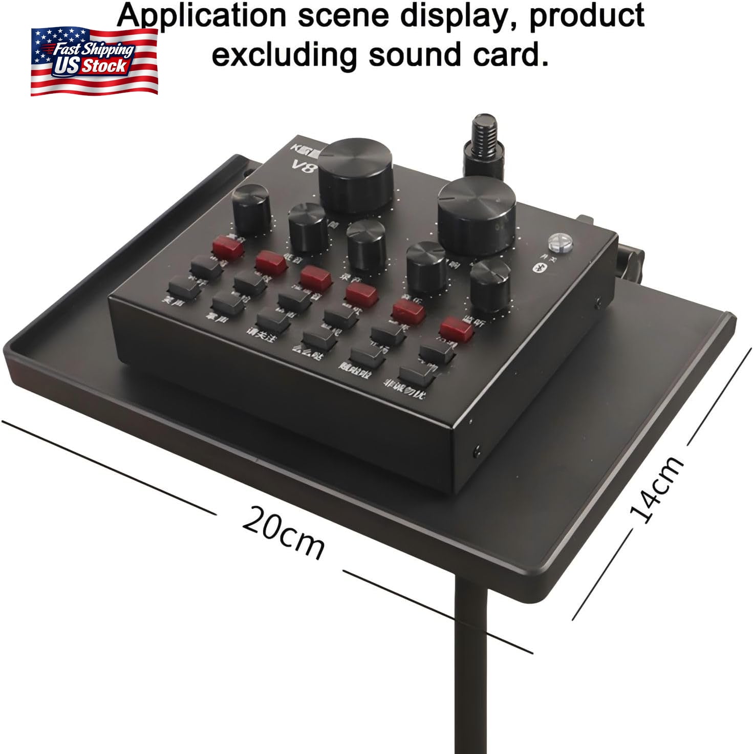 RTNLIT Microphone Stand Tray, Clamp on Firm Rack Tray Holder with 4.5 Pound Weig