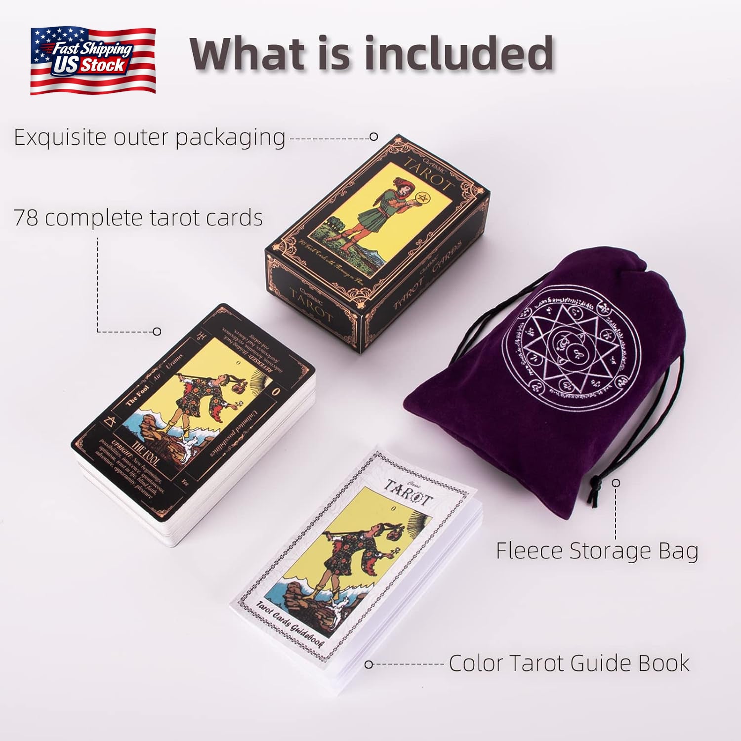 Tarot Cards for Beginners, Classic Tarot Deck with Meanings, Durable Cards With