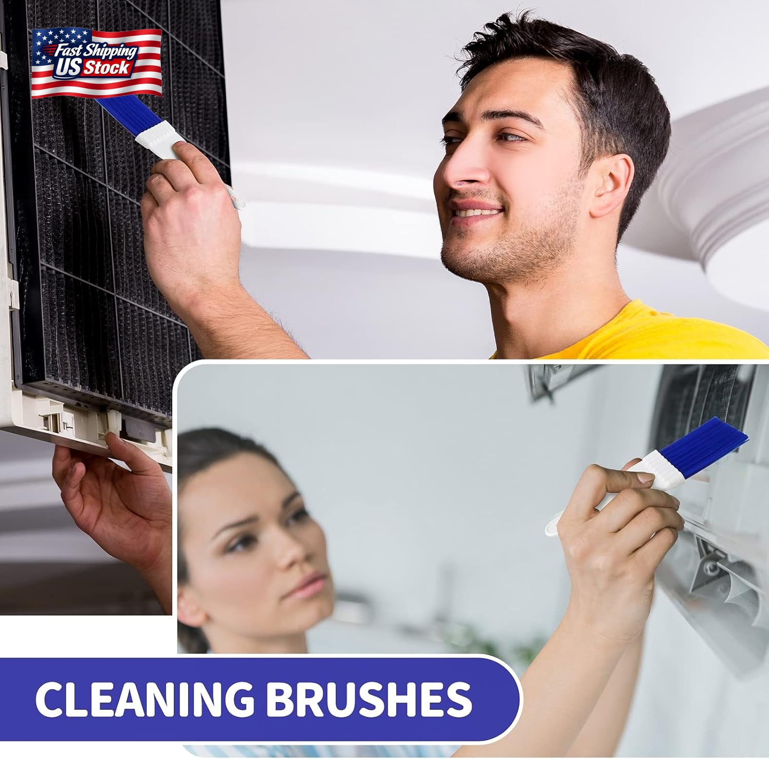 4 Pack HVAC Coil Cleaning Brush Air Conditioner Condenser Refrigerator Fin Brush