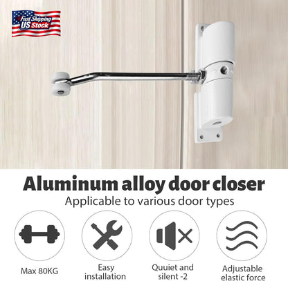Automatic Door Closer, Zinc Alloy Safety Spring Door Closer Adjustable 30 Kg Clo