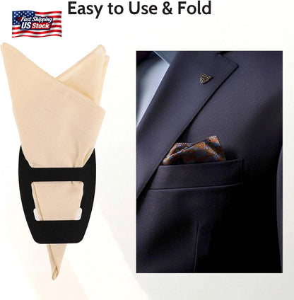 WLLHYF 2 Pack Assorted Pocket Square Holder for Men Prefolded Silk Square Scarf