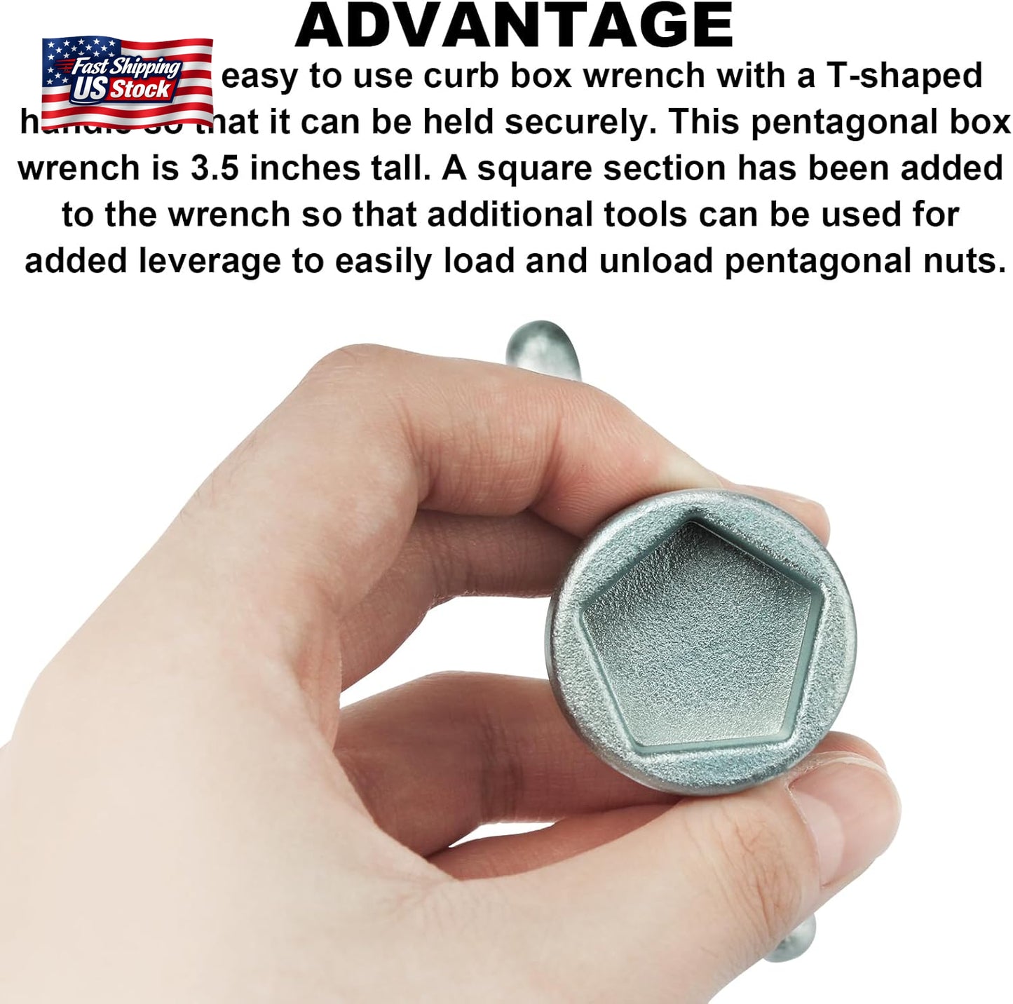 Water Meter Wrench for Pentagon Socket, Curb Stop Wrench, Water Valve Shut off T