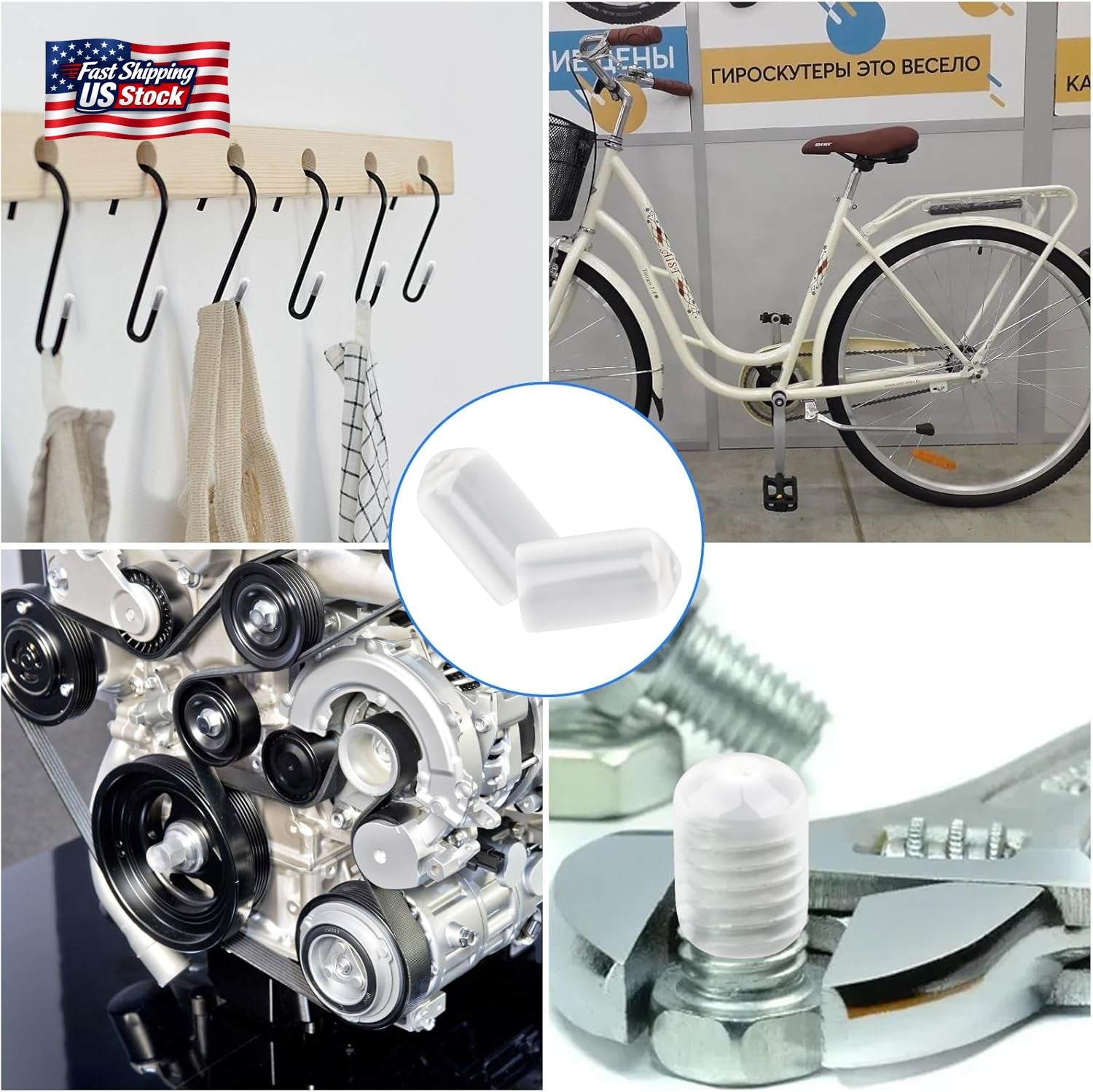 60Pcs Rubber End Caps, Flexible Screw Thread Protector Covers for Metal Tube & R