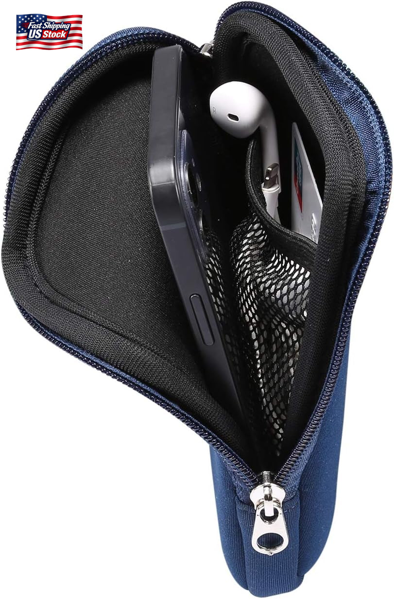Neoprene Shock Absorbing Proof Pouch Cell Phone Sleeve Case Zipper Neck Strap Fo