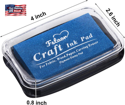 Fstaor Large Blue Ink Pad for Rubber Stamps, Non-Toxic Washable Safe Stamp Pads