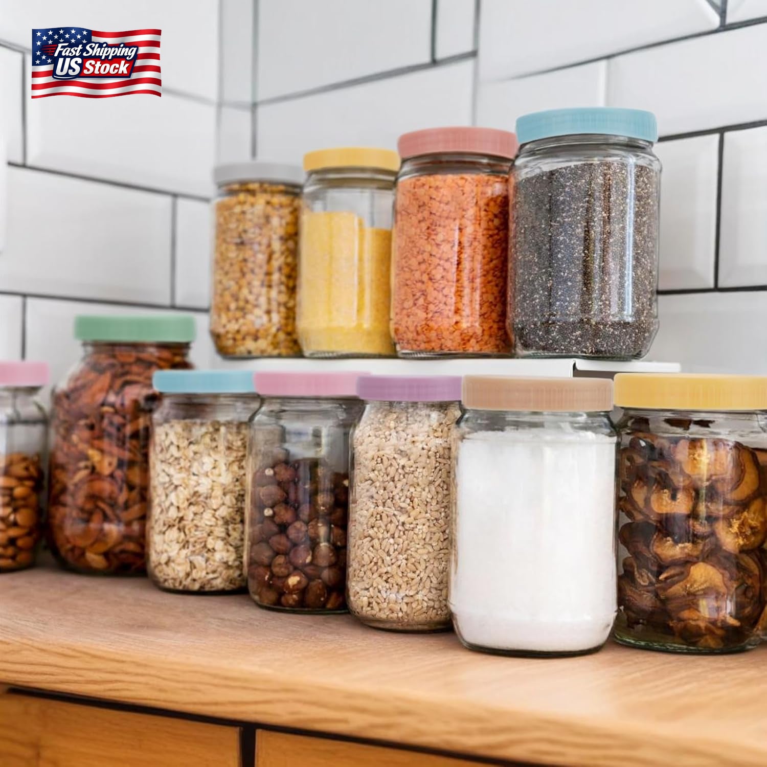 8PCS Wide Mouth Mason Jar Lids Reusable Plastic Storage Caps for Mason Jars
