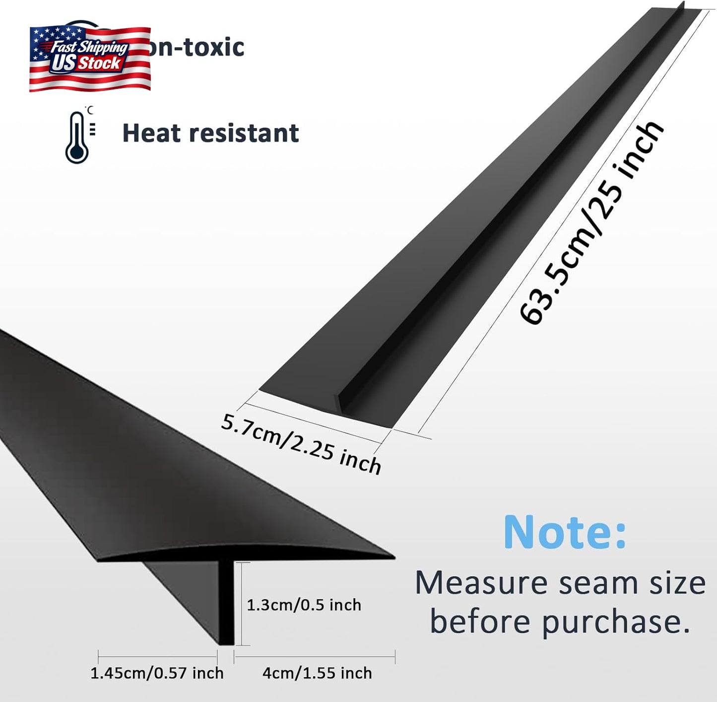 2 Pack Silicone Stove Gap Covers Heat Resistant Kitchen Counter Gap Filler 25”