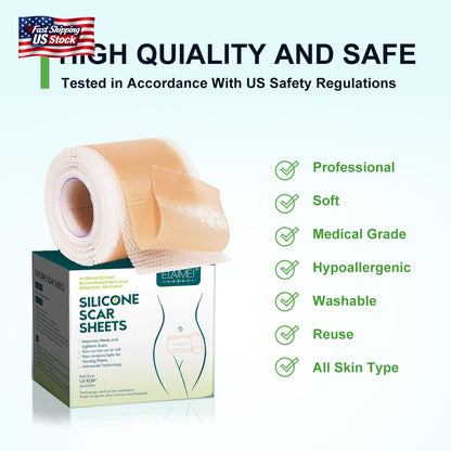 Silicone Scar Sheets (1.6” X 120” Roll-3M), Silicone Scar Tape Roll, Scar Silico