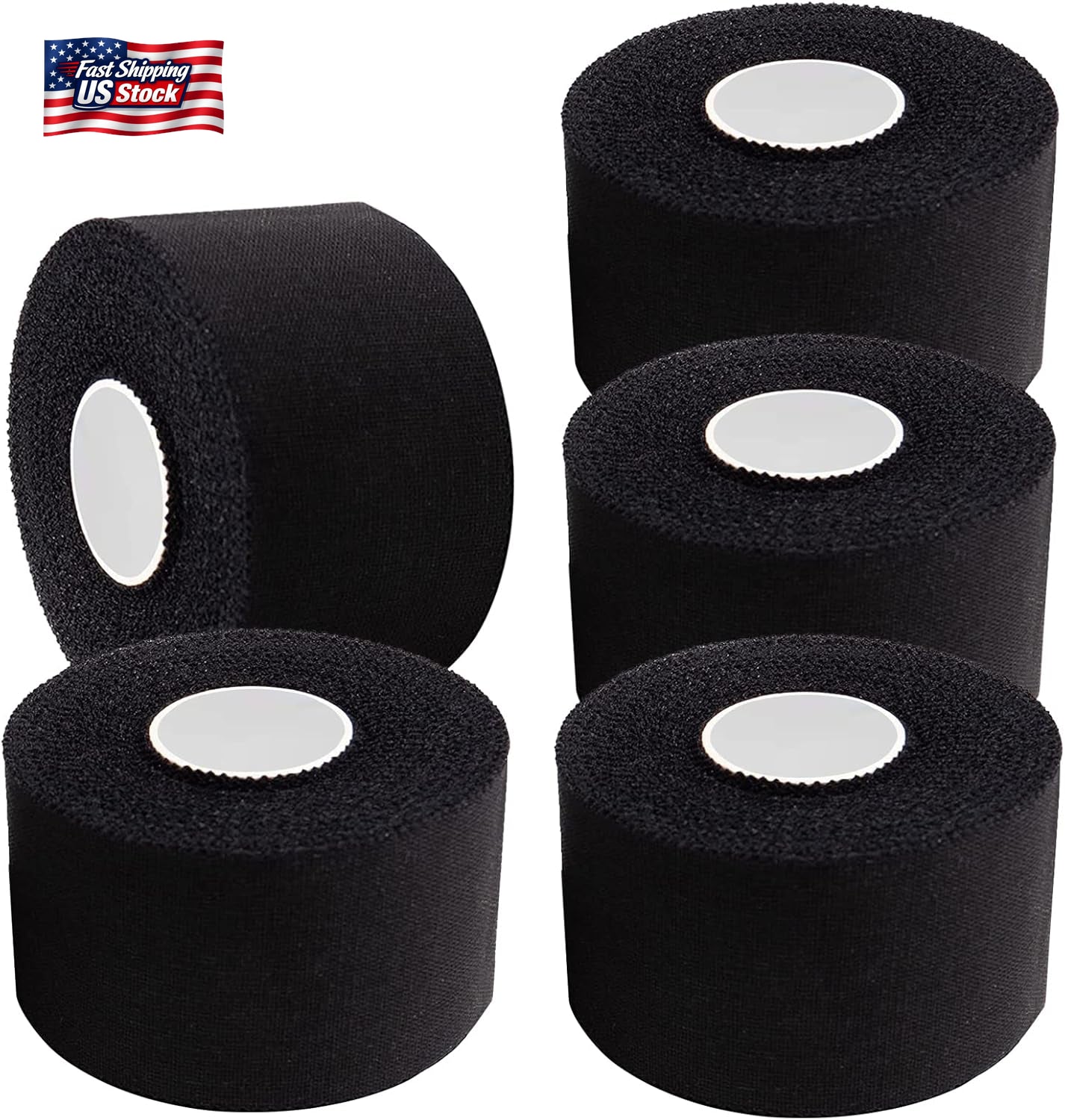 ADMITRY Athletic Tape,5 Pack Black Sports Tape,Strong Stick No Sticky Residue Fo