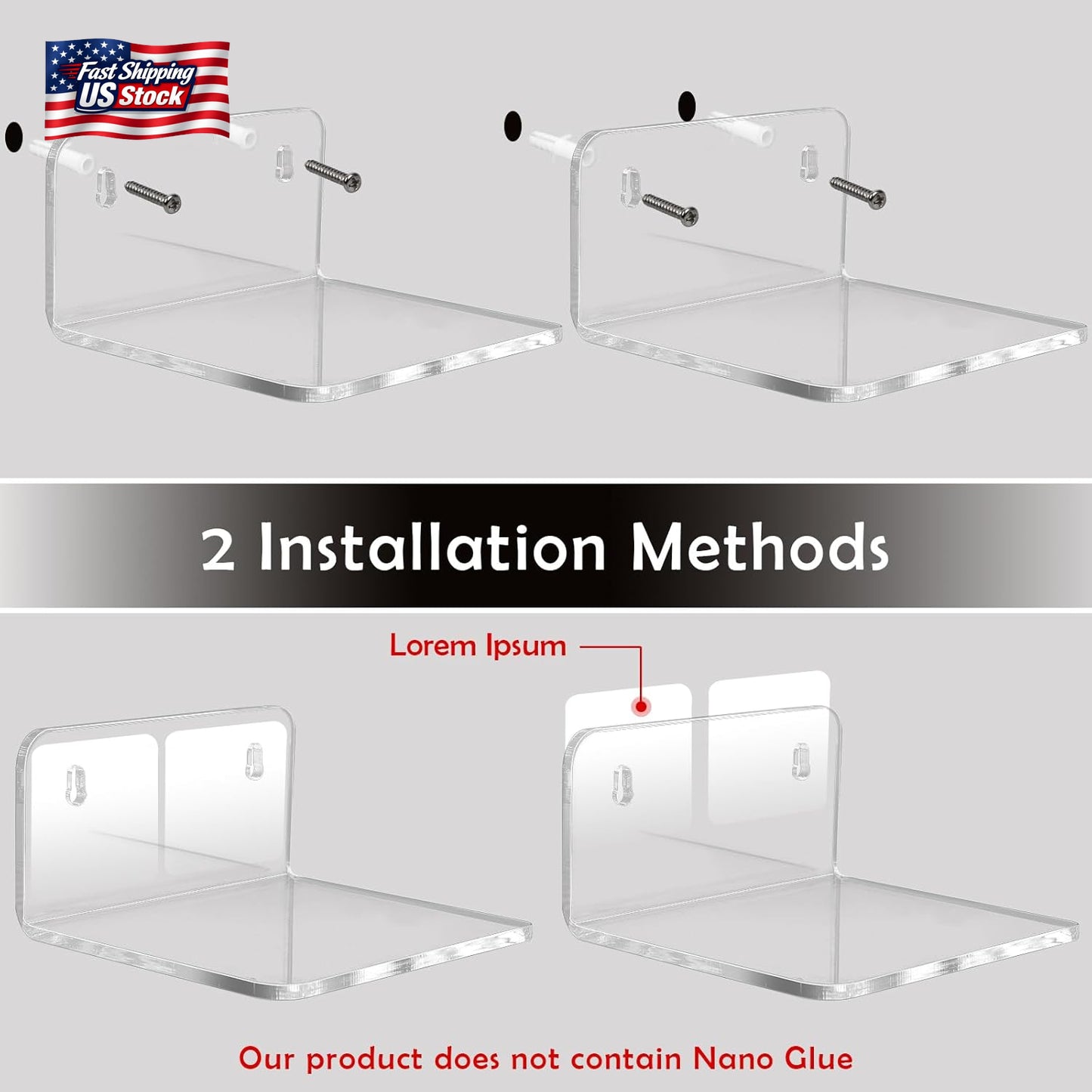 Acrylic Small Shelf,Mini Floating Wall Shelf,Wall Mounted Storage Shelf,For Pop