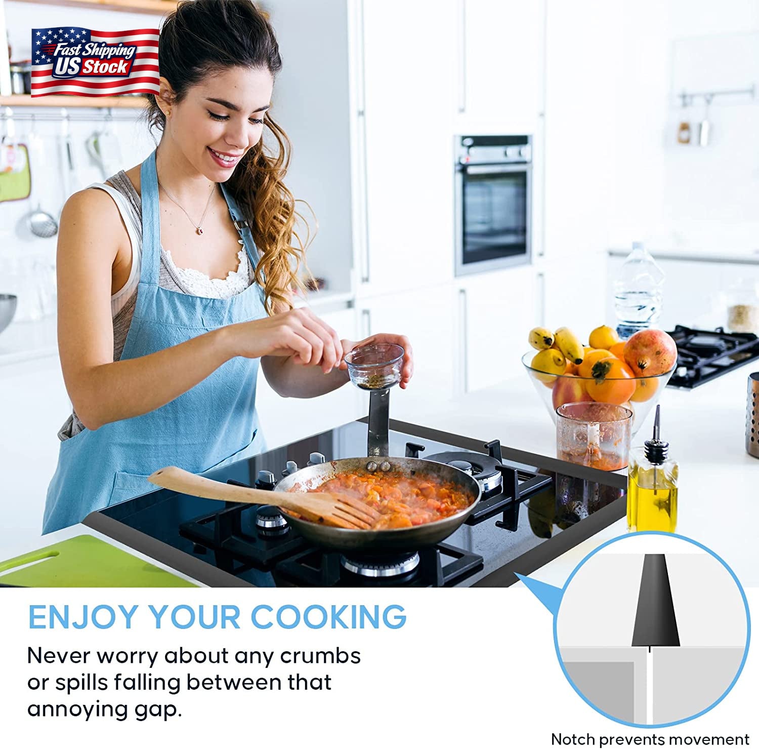 2 Pack Silicone Stove Gap Covers Heat Resistant Kitchen Counter Gap Filler 25”